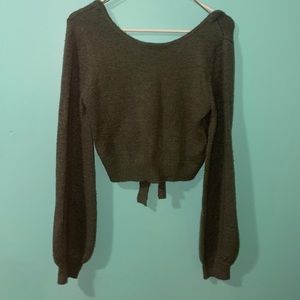 Knitted Navy green sweater open back